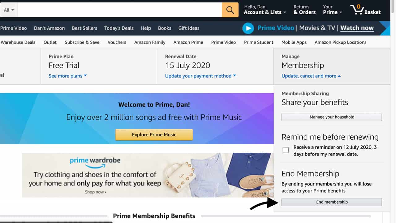 How to Cancel Amazon Prime - Step 3