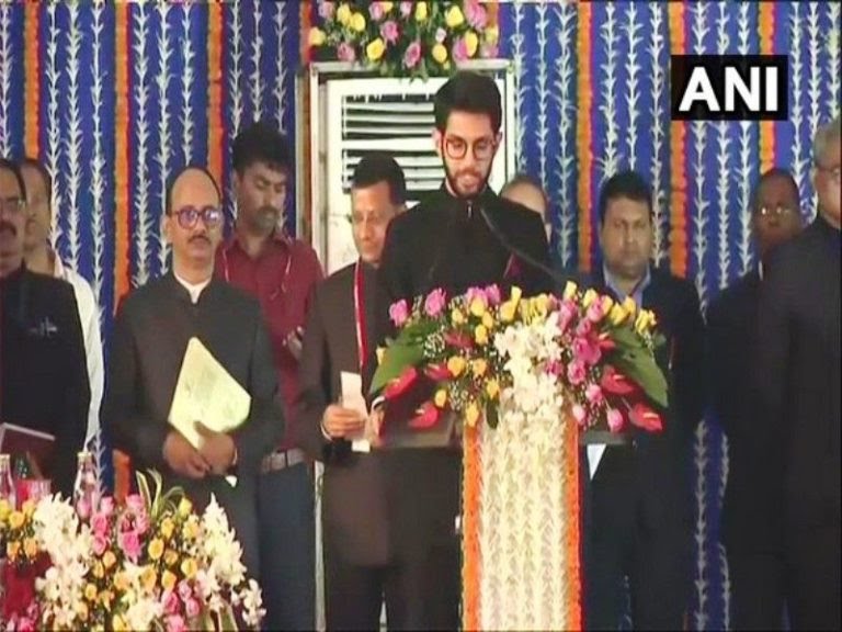 Aditya Thackeray being sworn in as a Cabinet Minister in the Maharashtra Government 768x576 1