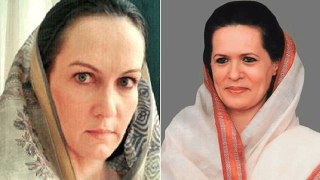 Suzanne Bernert as Sonia Gandhi in the film The Accidental Prime Minister
